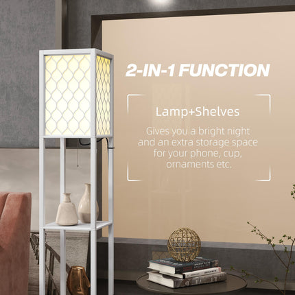 Duo Light Floor Shelf with Ambient Lighting - White