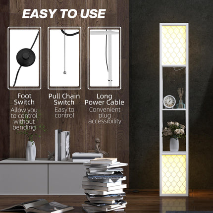 Duo Light Floor Shelf with Ambient Lighting - White
