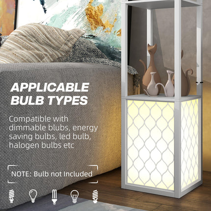 Duo Light Floor Shelf with Ambient Lighting - White