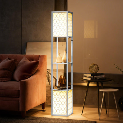 Duo Light Floor Shelf with Ambient Lighting - White