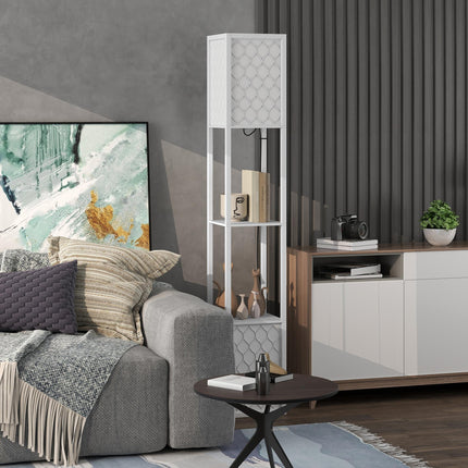 Duo Light Floor Shelf with Ambient Lighting - White