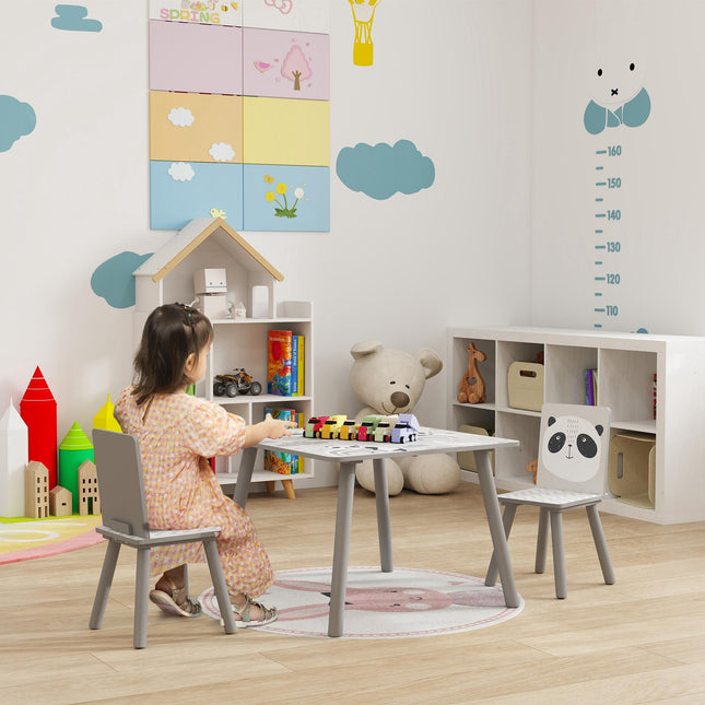 3 Piece Toddler Table and Chair Set for Kids 3-8 Years - Grey