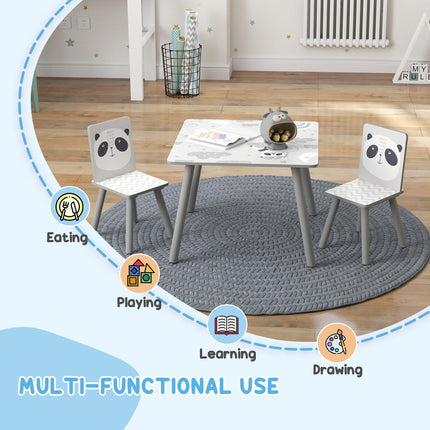 3 Piece Toddler Table and Chair Set for Kids 3-8 Years - Grey