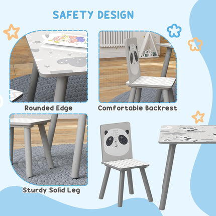 3 Piece Toddler Table and Chair Set for Kids 3-8 Years - Grey