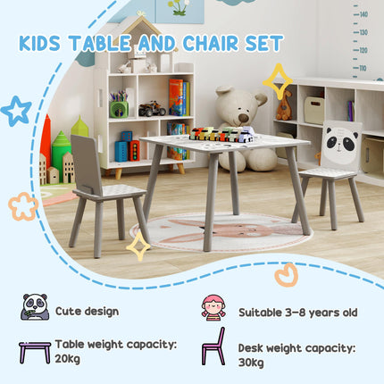 3 Piece Toddler Table and Chair Set for Kids 3-8 Years - Grey