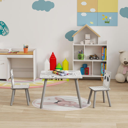 3 Piece Toddler Table and Chair Set for Kids 3-8 Years - Grey