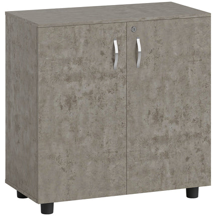 Two-Tier Locking Office Storage Cabinet with Keys - Grey