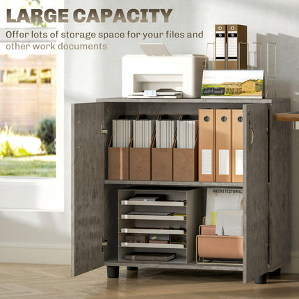 Two-Tier Locking Office Storage Cabinet with Keys - Grey