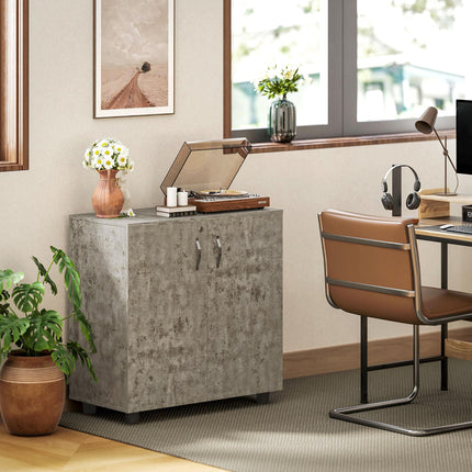 Two-Tier Locking Office Storage Cabinet with Keys - Grey