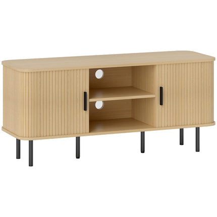 TV Stand Cabinet for TVs up to 55 Inches with Storage Shelves and Cupboard - Oak Tone