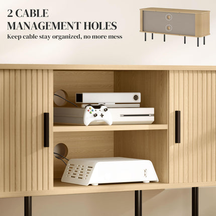 TV Stand Cabinet for TVs up to 55 Inches with Storage Shelves and Cupboard - Oak Tone