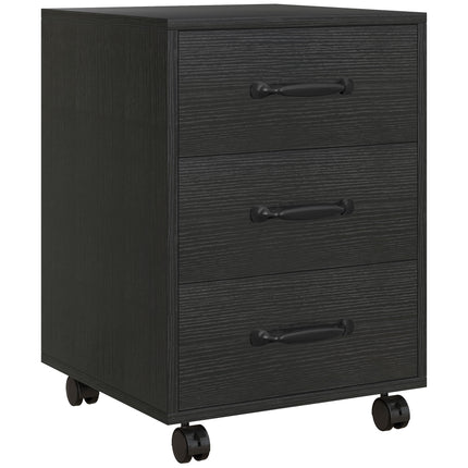 3 Drawer Mobile File Cabinet with Locking Wheels for Home Office - Black