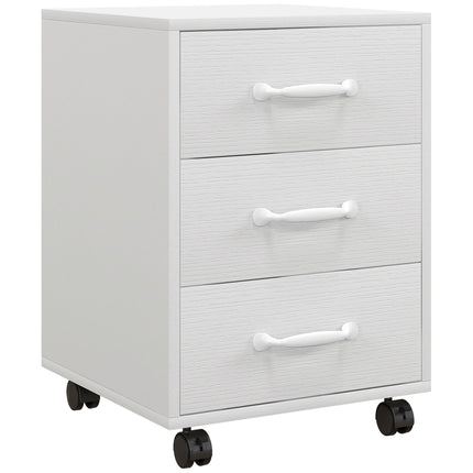 3 Drawer Mobile Filing Cabinet with Wheels for Home Office Study - White