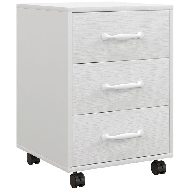 3 Drawer Mobile Filing Cabinet with Wheels for Home Office Study - White