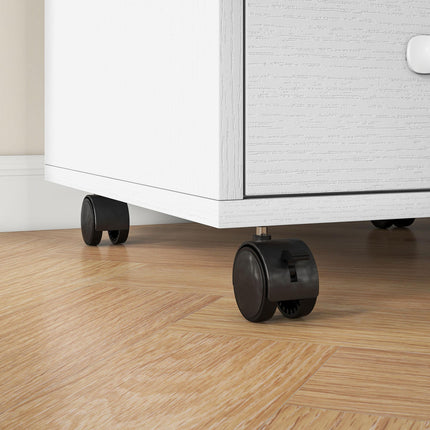 3 Drawer Mobile Filing Cabinet with Wheels for Home Office Study - White