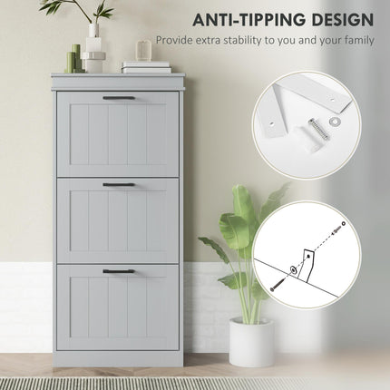 Three-Drawer Minimalistic Shoe Cabinet - Grey