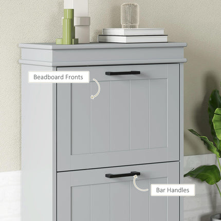 Two-Drawer Minimalistic 10-Shoe Cabinet - Grey