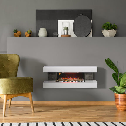 47inch / 120cm Electric Fireplace Wall Mounted, Freestanding, Glass Electric Fir