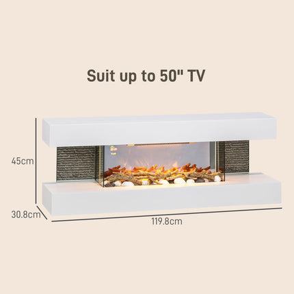 47inch / 120cm Electric Fireplace Wall Mounted, Freestanding, Glass Electric Fir