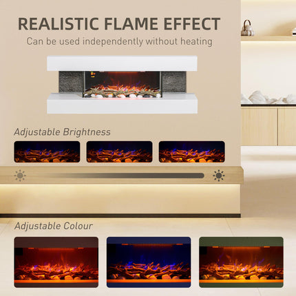 47inch / 120cm Electric Fireplace Wall Mounted, Freestanding, Glass Electric Fir