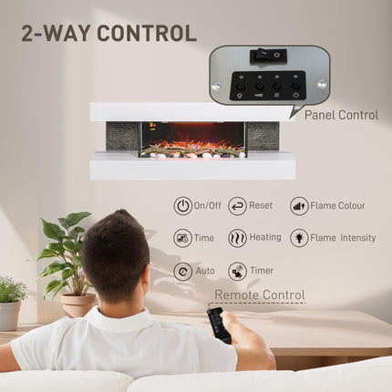 47inch / 120cm Electric Fireplace Wall Mounted, Freestanding, Glass Electric Fir