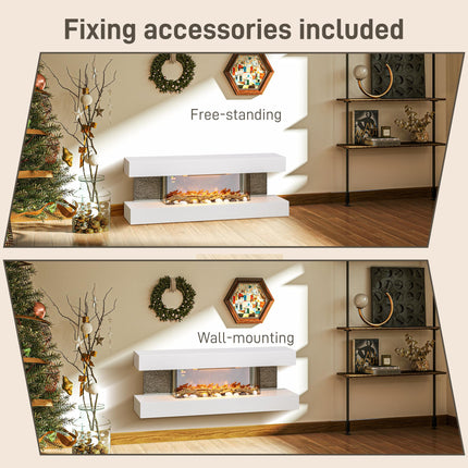 47inch / 120cm Electric Fireplace Wall Mounted, Freestanding, Glass Electric Fir