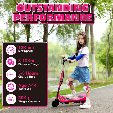 Folding Electric Kids Scooter Ride-On Age 7-14 - Pink