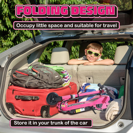 Folding Electric Kids Scooter Ride-On Age 7-14 - Pink