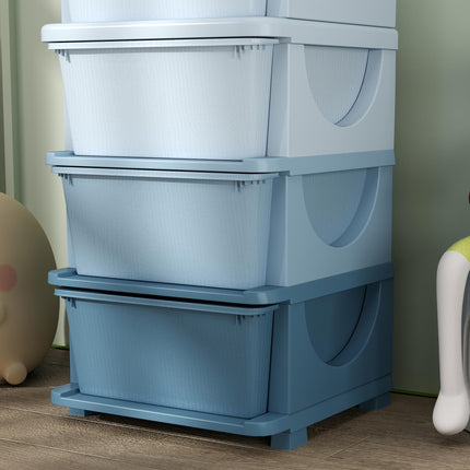 Four-Tier Kids Storage Boxes, with Four Drawers - Blue