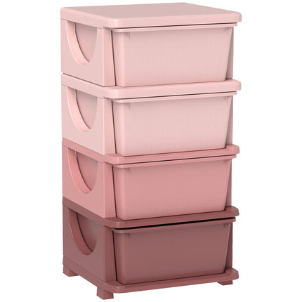 Four-Tier Kids Storage Boxes, with Four Drawers, Pink