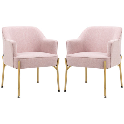 Accent Chair, Living Room Armchair, Vanity Chair with Gold Plating Metal Legs An