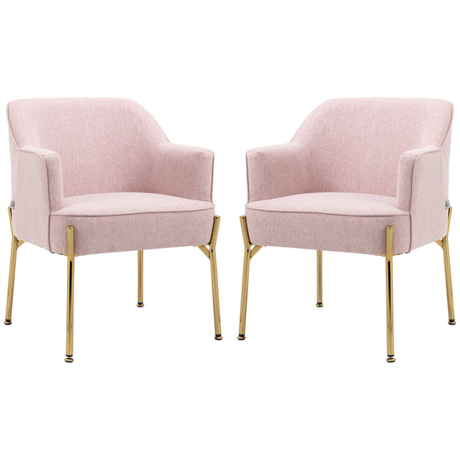 Accent Chair, Living Room Armchair, Vanity Chair with Gold Plating Metal Legs An