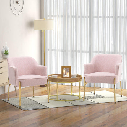 Accent Chair, Living Room Armchair, Vanity Chair with Gold Plating Metal Legs An