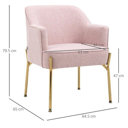 Accent Chair, Living Room Armchair, Vanity Chair with Gold Plating Metal Legs An
