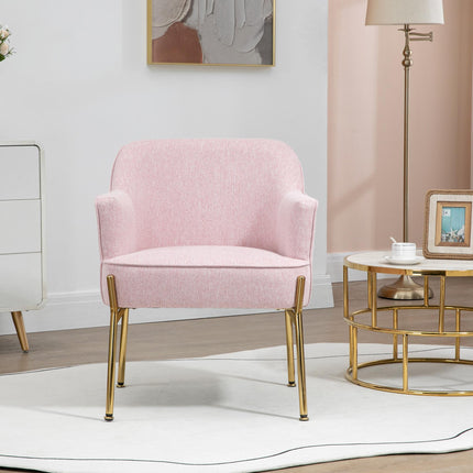 Accent Chair, Living Room Armchair, Vanity Chair with Gold Plating Metal Legs An