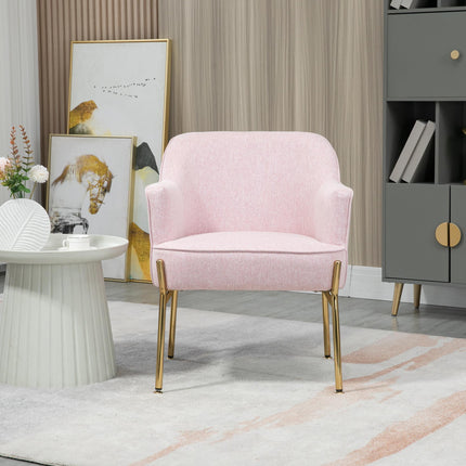 Accent Chair, Living Room Armchair, Vanity Chair with Gold Plating Metal Legs An