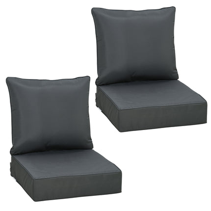 Outdoor Seat and Back Cushion Set 63x55x15cm Olefin Fade Resistant for Rattan Sofa - Dark Grey