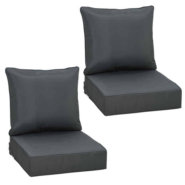 Outdoor Seat and Back Cushion Set 63x55x15cm Olefin Fade Resistant for Rattan Sofa - Dark Grey