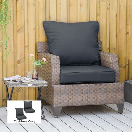Outdoor Seat and Back Cushion Set 63x55x15cm Olefin Fade Resistant for Rattan Sofa - Dark Grey