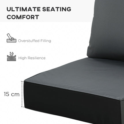 Outdoor Seat and Back Cushion Set 63x55x15cm Olefin Fade Resistant for Rattan Sofa - Dark Grey