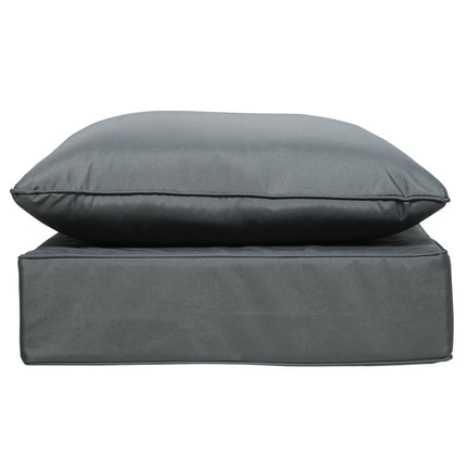 Outdoor Seat and Back Cushion Set 63x55x15cm Olefin Fade Resistant for Rattan Sofa - Dark Grey