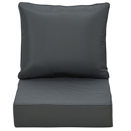 Outdoor Seat and Back Cushion Set 63x55x15cm Olefin Fade Resistant for Rattan Sofa - Dark Grey