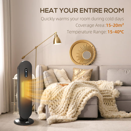 45° Oscillating Ceramic Space Heater with Remote Control - Black