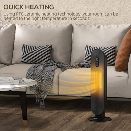 45° Oscillating Ceramic Space Heater with Remote Control - Black