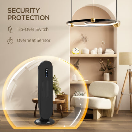 45° Oscillating Ceramic Space Heater with Remote Control - Black