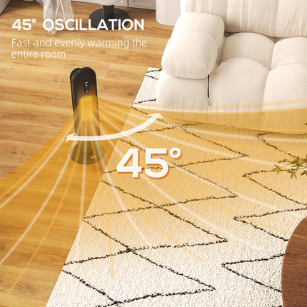 45° Oscillating Ceramic Space Heater with Remote Control - Black