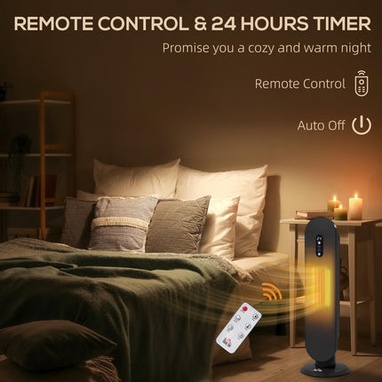 45° Oscillating Ceramic Space Heater with Remote Control - Black