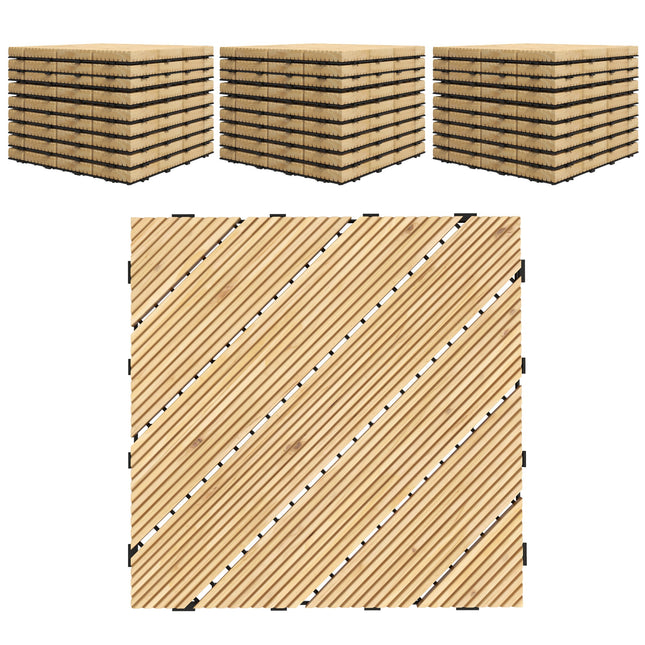27 Pcs Wooden Interlocking Decking Tiles, 30 x 30 cm Anti-slip Outdoor Flooring