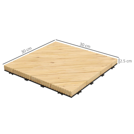 27 Pcs Wooden Interlocking Decking Tiles, 30 x 30 cm Anti-slip Outdoor Flooring