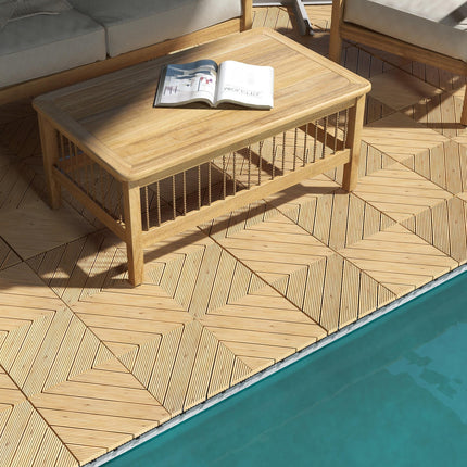27 Pcs Wooden Interlocking Decking Tiles, 30 x 30 cm Anti-slip Outdoor Flooring